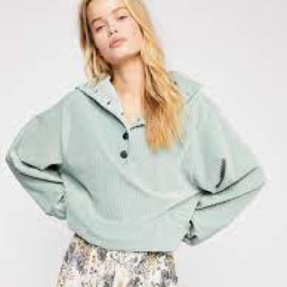 Free People Sweaters - Free People Serena Corduroy Pullover | Ribbed | Mint Green | EUC | Large